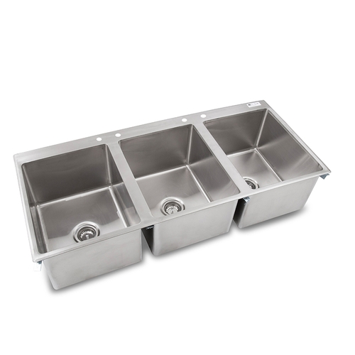 John Boos PB-DISINK162012-3 3 Compartment Stainless Steel Pro-Bowl Drop-In Sink 56"W x 25"D x 12"H