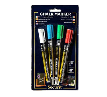American Metalcraft BLSMA100V4CO Mini Tip Assorted Securit Chalk Markers (Packed By 4)