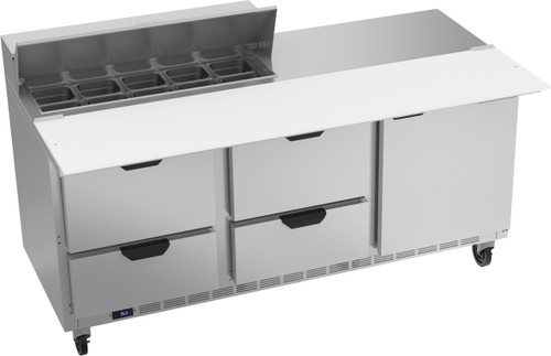Beverage Air SPED72HC-10C-4 72" W Three-Section One Door Sandwich Top Refrigerated Counter