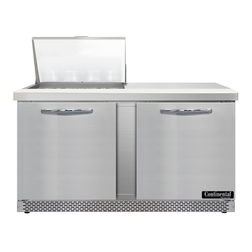 Continental Refrigerator D60N12M-FB 60" W Two-Section Two Door Designer Line Mighty Top Sandwich Unit