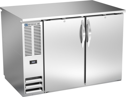 Beverage Air BB48HC-PT-S 48" W Two-Section Solid Door Refrigerated Pass-Thru Back Bar Refrigerator - 115 Volts