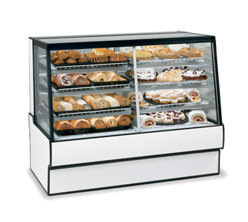 Federal Industries SGR7748DZ 77.13" W Straight Glass High Volume Vertical Dual Zone Bakery Case Refrigerated Left Non-Refrigerated Right