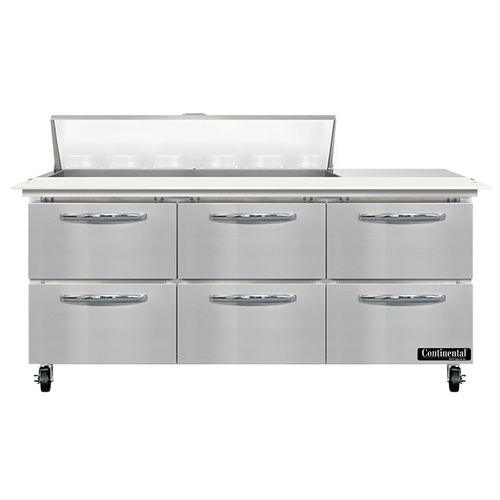 Continental Refrigerator SW72N12C-D 72" W Three-Section Six Drawer Sandwich Unit