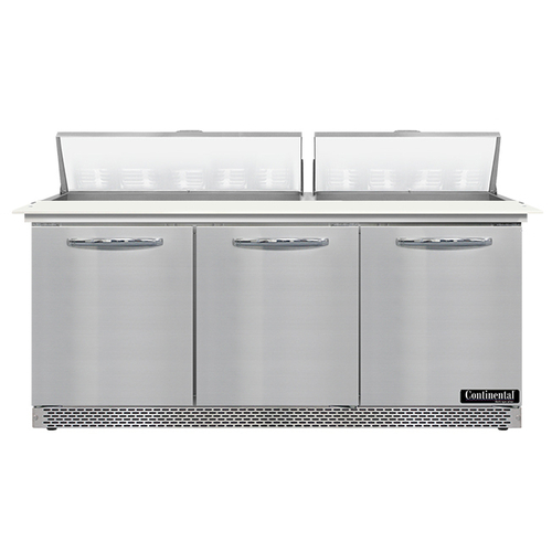 Continental Refrigerator SW72N18C-FB 72" W Three-Section Three Door Sandwich Unit