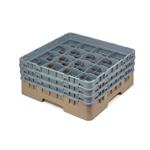 Cambro 16S638184 Camrack Glass Rack With (3) Soft Gray Extenders - 3 Cases