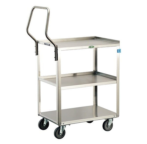 Lakeside 4411 Handler Series 27.63" W Stainless Steel 3-Tier Medium Duty Utility Cart - 500 Lbs.