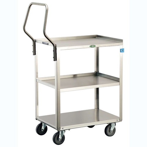 Lakeside 4411 Handler Series 27.63" W Stainless Steel 3-Tier Medium Duty Utility Cart - 500 Lbs.