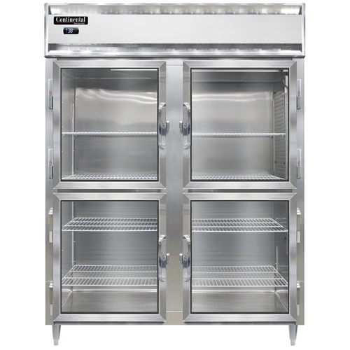 Continental Refrigerator D2RENSSGDHD 57" W Two-Section Glass Door Reach-In Designer Line Wide Refrigerator