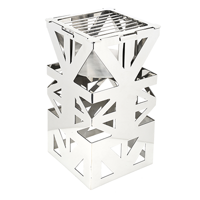 Eastern Tabletop 1743 8”W x 8”D x 15”H Black 18/10 Stainless Steel Lexus Ridge Design Connecting Riser Stand