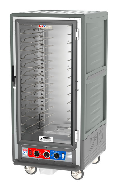 Metro C537-CFC-U-GY C5 3 Series Gray 3/4-Size Insulated Heated Holding & Proofing Cabinet with Clear Door and Universal Wire Slides - 120V