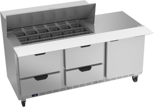 Beverage Air SPED72HC-18M-4 72" W Three-Section One Door Mega Top Refrigerated Counter