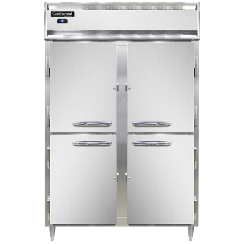 Continental Refrigerator D2RSNHD 52" W Two-Section Stainless Steel Door Reach-In Designer Line Refrigerator