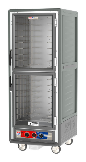 Metro C539-MDC-4-GY C5 3 Series Gray Full-Size Insulated Moisture Heated Holding & Proofing Cabinet with Clear Dutch Doors and Fixed Wire Slides - 120V