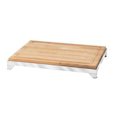 Eastern Tabletop 9653B Butcher Block Carving Board with Stainless Steel Brushed base  and Corner Legs