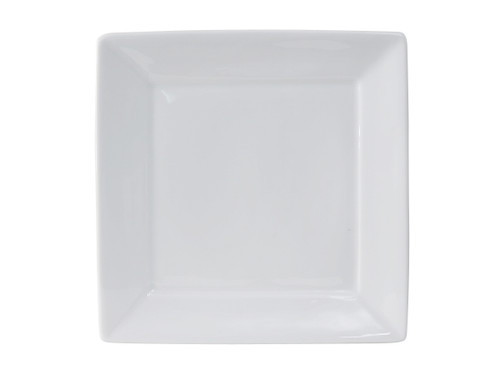 Tuxton GSP-006 10" Porcelain Porcelain White Square Plate (1 Dozen)