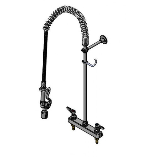 T&S Brass B-5120-Bj Easyinstall Workboard Pre-Rinse Unit Deck Mount Mixing Faucet With 8"