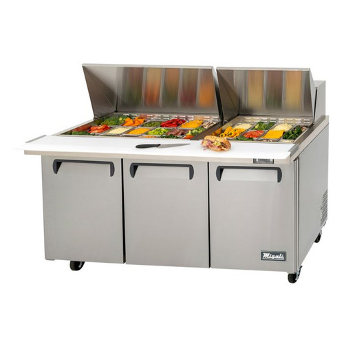 Migali C-SP72-30BT-HC 72.7" W Three-Section Three Door Competitor Series Refrigerated Counter/Big Top Sandwich Prep Table
