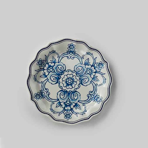 American Metalcraft BLUP8 8.75" Plastic Blue and White Pattern Round Plate