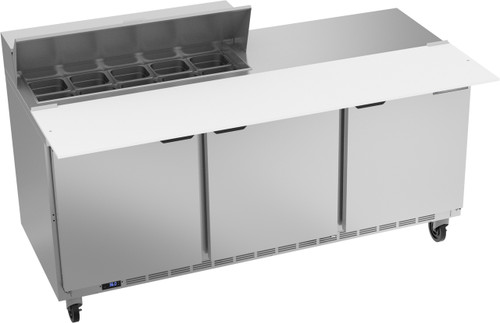 Beverage Air SPE72HC-10C 72" W Three-Section Three Door Sandwich Top Refrigerated Counter