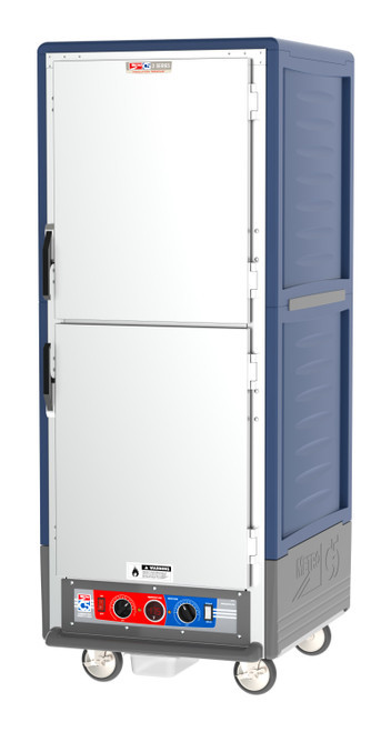 Metro C539-CLDS-L-BU C5 3 Series Blue Full-Size Insulated Low Wattage Heated Holding & Proofing Cabinet with Solid Dutch Doors and Lip Load Slides - 120V