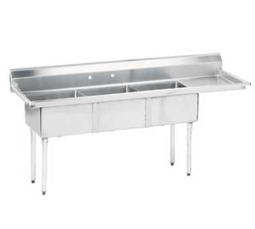 Advance Tabco FE-3-1812-18R-X 74.5" W 18 Gauge Galvanized Base Special Value Fabricated Sink