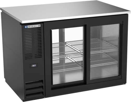 Beverage Air BB48HC-GS-PT-S 48" W Stainless Steel 4 Glass Doors Refrigerated Pass-Thru Back Bar Refrigerator - 115 Volts