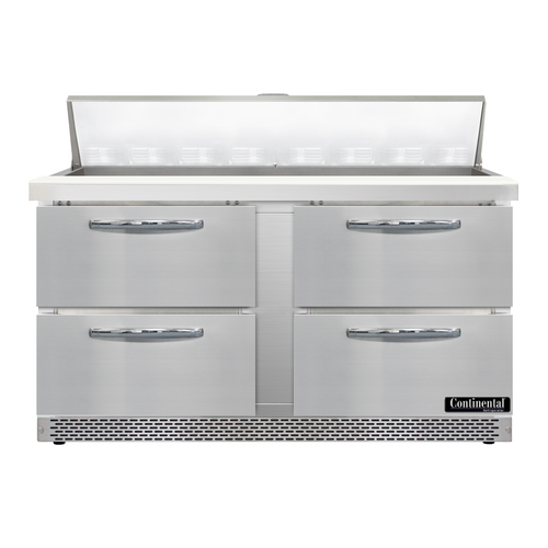 Continental Refrigerator D60N16-FB-D 60" W Two-Section Four Drawer Designer Line Sandwich Unit