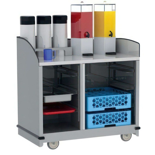 Lakeside 8708 43.75" W Stainless Steel Flat Top 2 Compartments 18 Gauge High Sides Full-Serve Hydration Cart