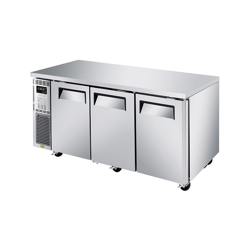 Turbo Air JUR-72S-N6 70.88"W Three-Section Stainless Steel Door Reach-In J Series Side Mount Undercounter Refrigerator