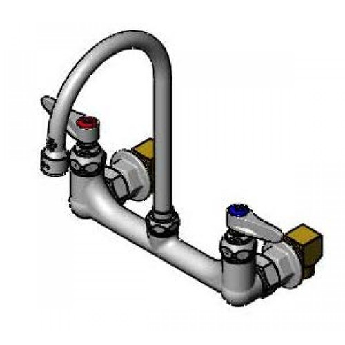 T&S Brass B-0331-VF22-EL Faucet wall mount 8" adjustable centers 6" swivel gooseneck