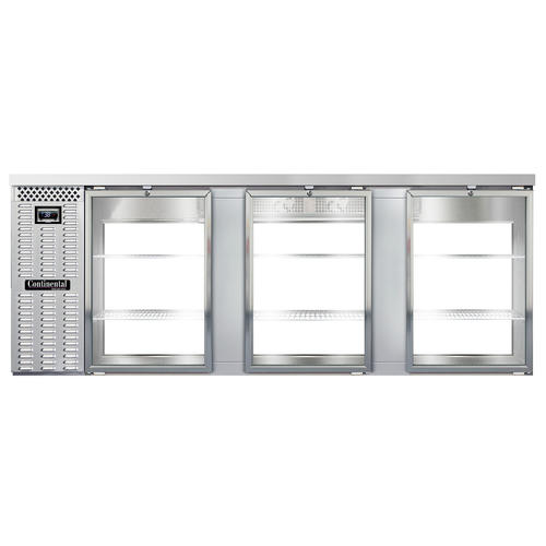Continental Refrigerator BB90NSSGDPT 90"W Glass Door Refrigerated Back Bar Cooler