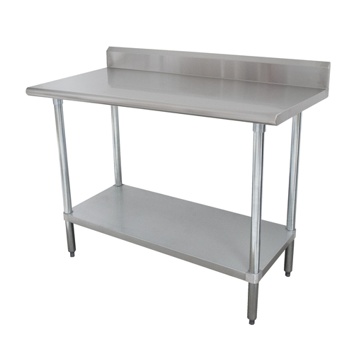 Advance Tabco KLAG-305-X 60" W x 30" D Stainless Steel Top Galvanized Adjustable Undershelf Work Table