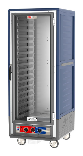Metro C539-MFC-L-BU C5 3 Series Blue Full-Size Insulated Moisture Heated Holding & Proofing Cabinet with Clear Door and Lip Load Slides - 120V