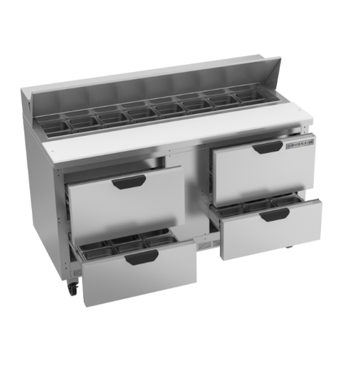 Beverage Air SPED60HC-16-4 60" W Two-Section Four Drawer Sandwich Top Refrigerated Counter