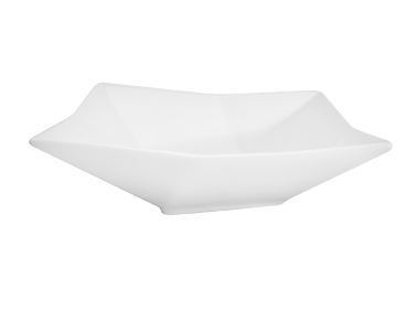 CAC China QZT-B5 7 Oz. Super White Porcelain Square Crystal Bowl (4 Dozen Per Case)