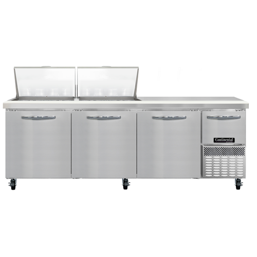 Continental Refrigerator RA93N24M 93" W Three-Section One Door Refrigerated Base Sandwich Unit