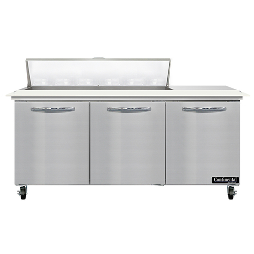 Continental Refrigerator SW72N12C 72" W Three-Section Three Door Sandwich Unit