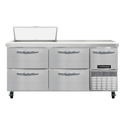 Continental Refrigerator RA68N8-D 68" W Three-Section One Door Refrigerated Base Sandwich Unit