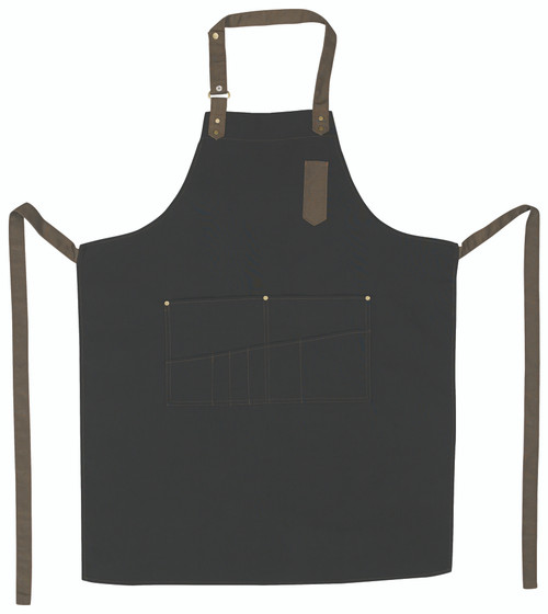 Winco BA-3327K Black Bib Apron - 33-1/2"L x 27"W