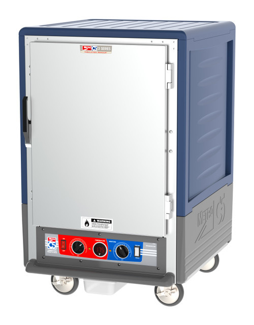 Metro C535-CFS-4-BU C5 3 Series Blue Half-Size Insulated Heated Holding & Proofing Cabinet with Solid Door and Fixed Wire Slides - 120V