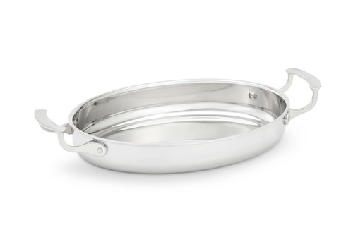 Vollrath 49412
 2-5/8 qt
 Aluminum
 Oval
 Miramar Display Cookware Oval Au Gratin