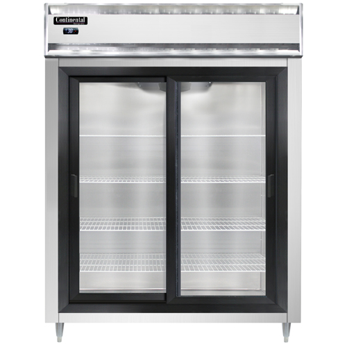 Continental Refrigerator D2RESNSGD 57" W Two-Section Glass Door Reach-In Designer Line Wide Refrigerator