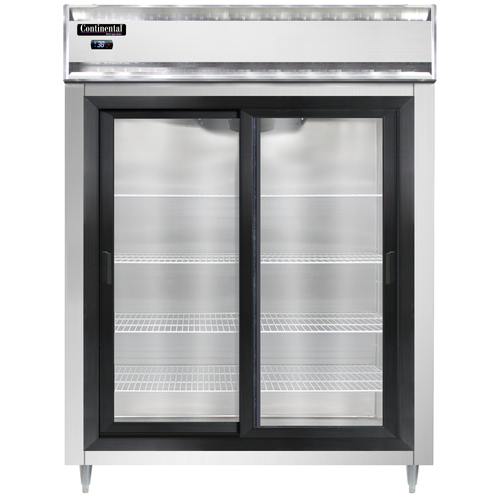 Continental Refrigerator D2RESNSGD 57" W Two-Section Glass Door Reach-In Designer Line Wide Refrigerator