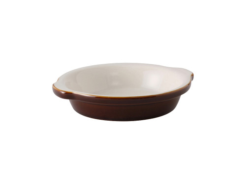Tuxton B1N-2003 20 Oz. Ceramic Caramel/Eggshell Round Au Gratin Dish (1 Dozen)