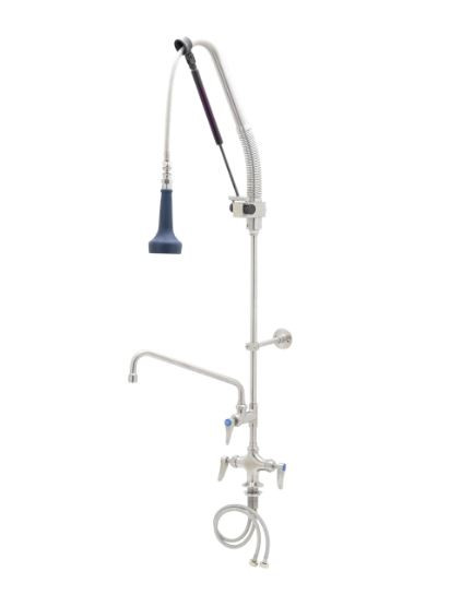 T&S Brass S-0113-12-CRB8P EverSteel 12" Swing Nozzle Ceramic Valves DuraPull Pull-Down Pre-Rinse Unit with Add-On Faucet