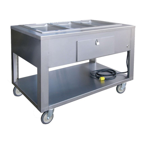 Lakeside PBST3W 3 Pan Electric Steam Table Electric Open Shelf Base - 120 Volts