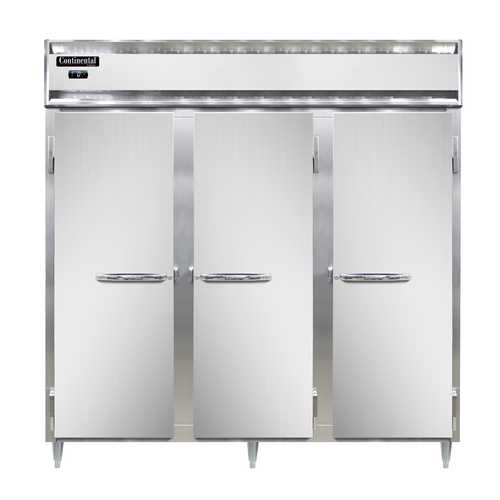 Continental Refrigerator DL3F-SA-PT 78" W Three-Section Solid Door Pass-Thru Designer Line Freezer - 220 Volts