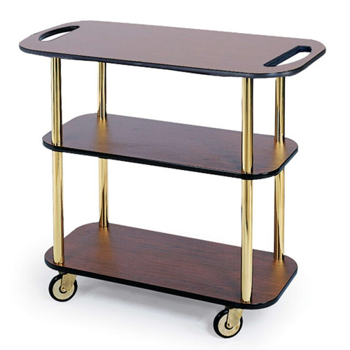 Lakeside 36104 42.5" W Rectangular 3 Open Shelves Service Cart with Handle Hole Cutouts on Top