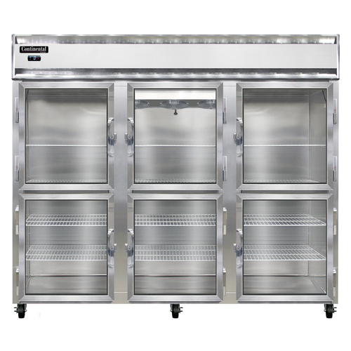 Continental Refrigerator 3FE-SA-GD-HD 85.5" W Three-Section Glass Door Reach-In Extra-Wide Freezer - 115 Volts
