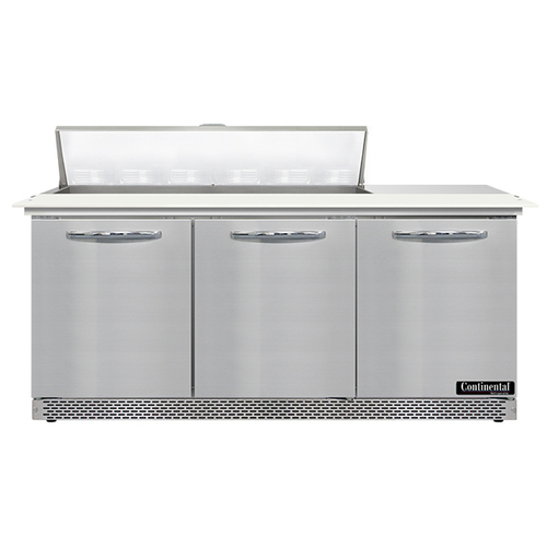Continental Refrigerator SW72N12C-FB 72" W Three-Section Three Door Sandwich Unit